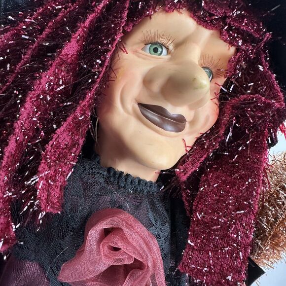 Vintage Dan Dee Collectors Choice Witch Table Top Tree Purple Dress Bat Broom - Picture 3 of 12